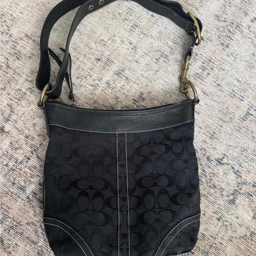 Vintage Coach Black Signature Shoulder Bag